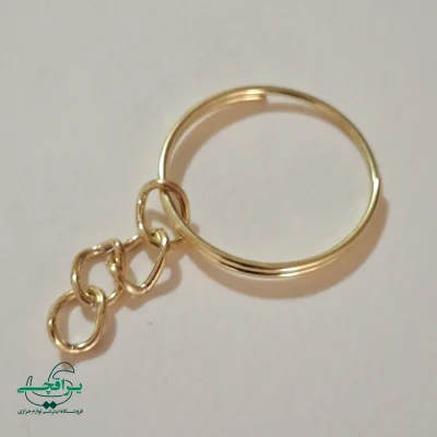 حلقه جاسوییچی ۲.۵ سانت طلایی با زنجیر ساده-005
