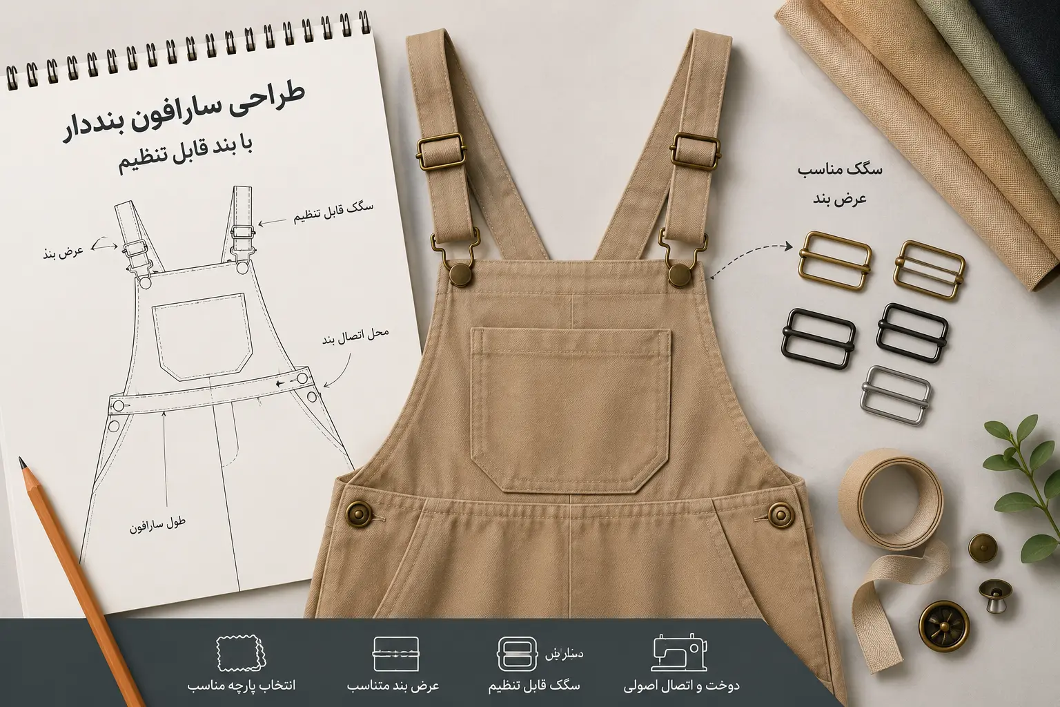 آموزش طراحی سارافون بنددار