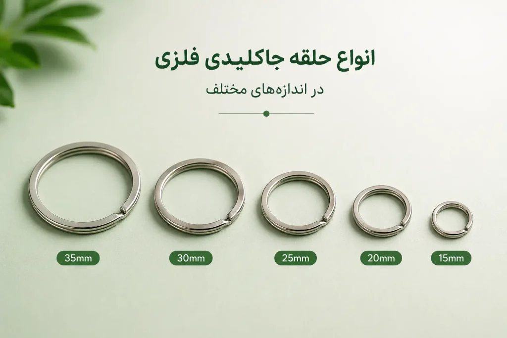 انواع حلقه جاکلیدی فلزی در اندازههای مختلف