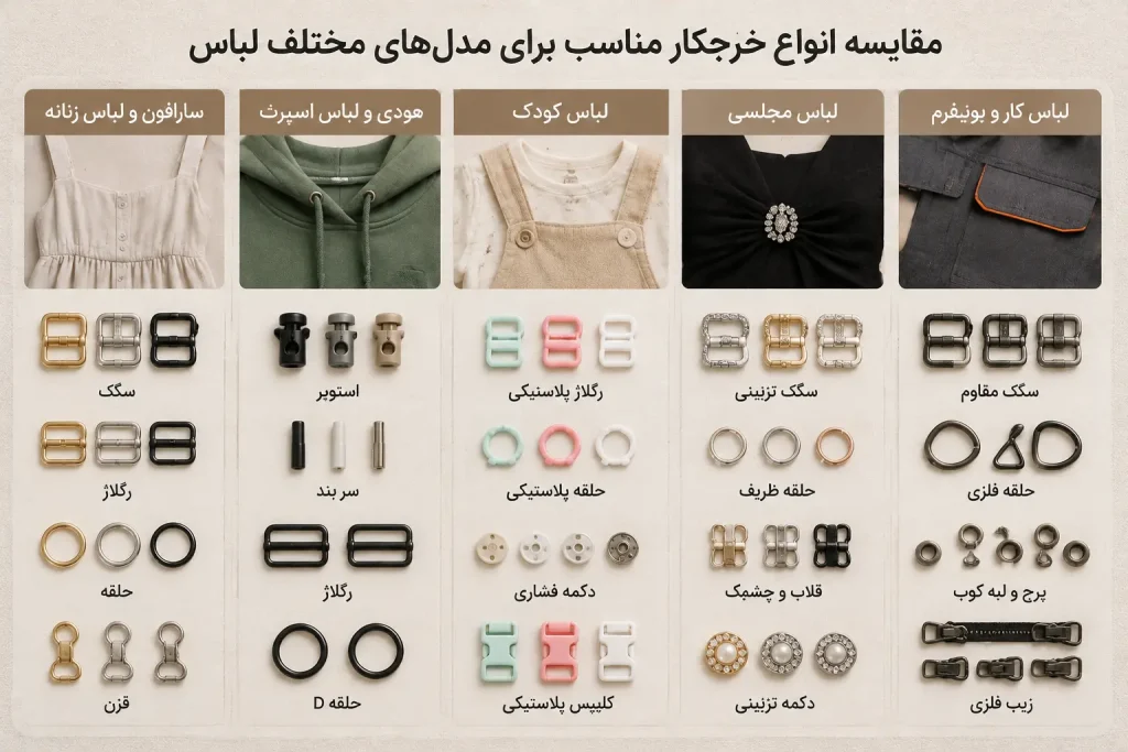 مقایسه انواع خرجکار مناسب برای مدل‌های مختلف لباس